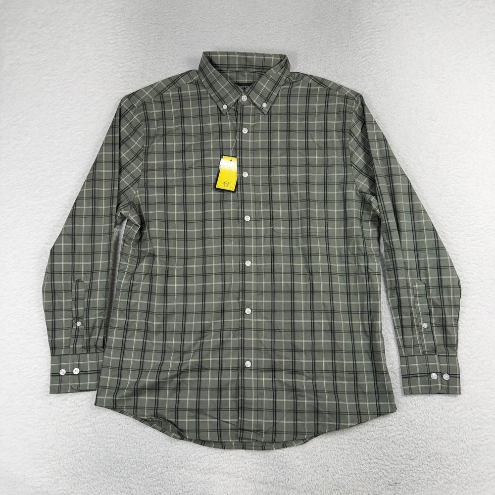 Gioberti Mens Green Plaid Shirt Button Collar Medium NWT Long Sleeve LS-92 NEW